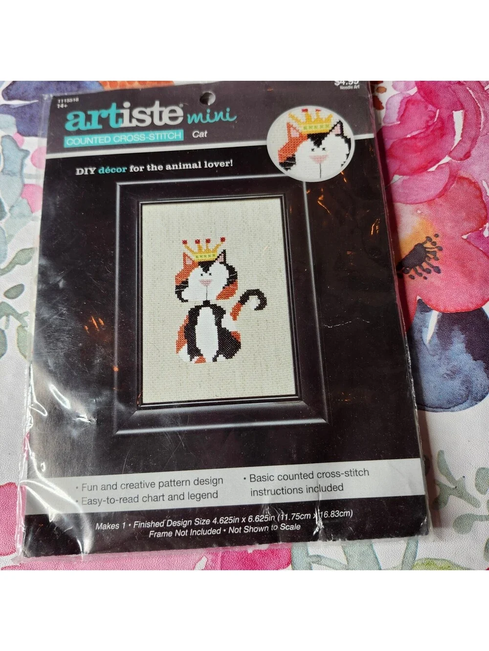 Artiste Mini Cat Counted Cross Stitch Kit Calico Crown 14 Ct Aida New
